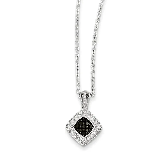Goldia Necklaces Sterling Silver Black u0026 White Diamond Pendant