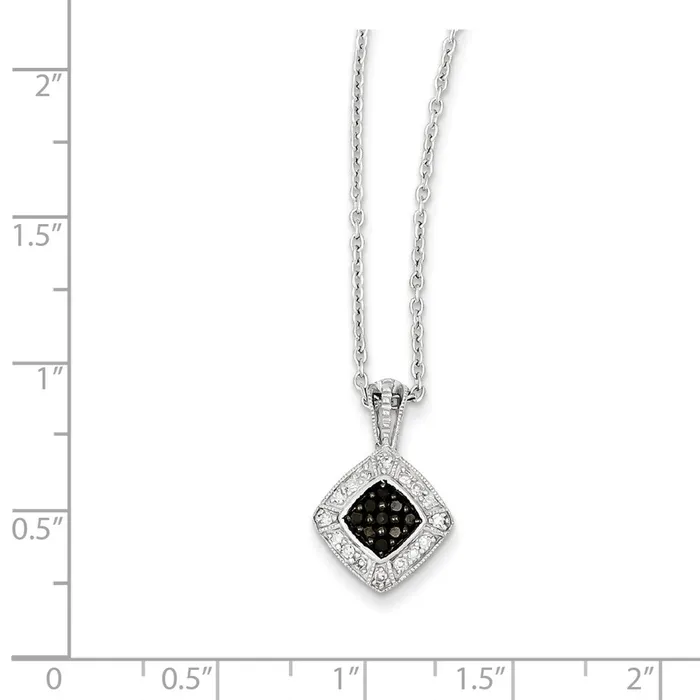 Goldia Necklaces Sterling Silver Black u0026 White Diamond Pendant