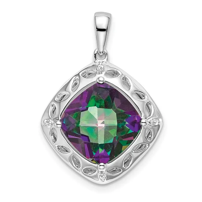 Goldia Necklaces Sterling Silver Mystic Fire Topaz and Real Diamond Pendant Goldia Necklaces Sterling Silver Mystic Fire Topaz and Real Diamond Pendant