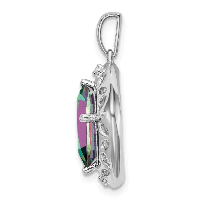Goldia Necklaces Sterling Silver Mystic Fire Topaz and Real Diamond Pendant
