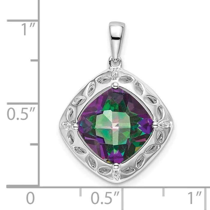 Goldia Necklaces Sterling Silver Mystic Fire Topaz and Real Diamond Pendant