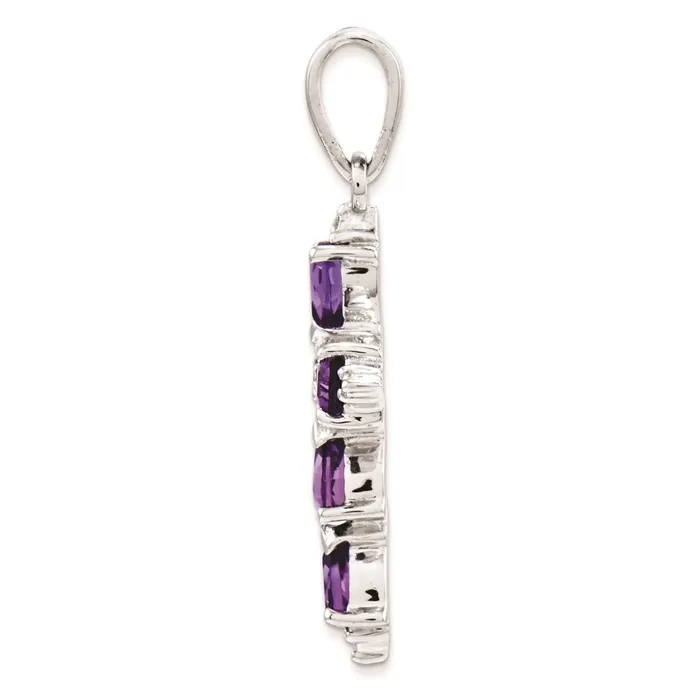 Goldia Necklaces Sterling Silver Rhodium Plated Amethyst Cross Pendant
