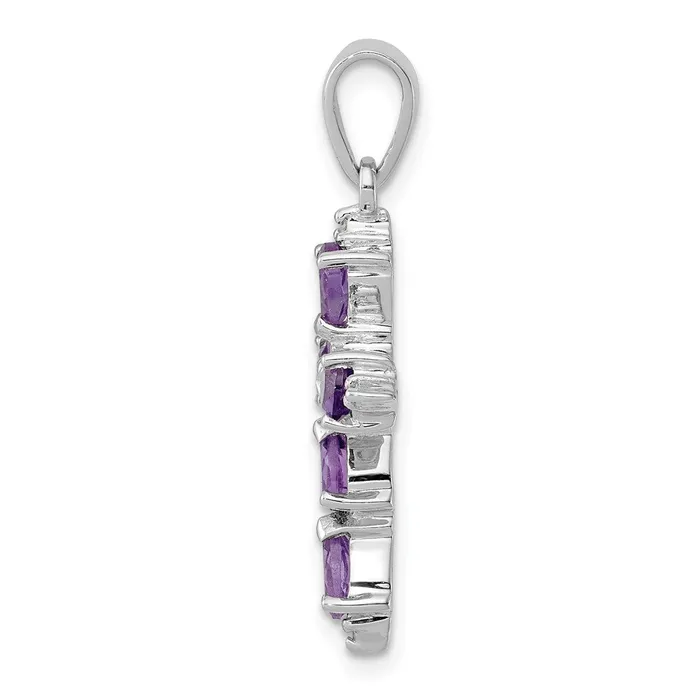 Goldia Necklaces Sterling Silver Rhodium Plated Amethyst Cross Pendant