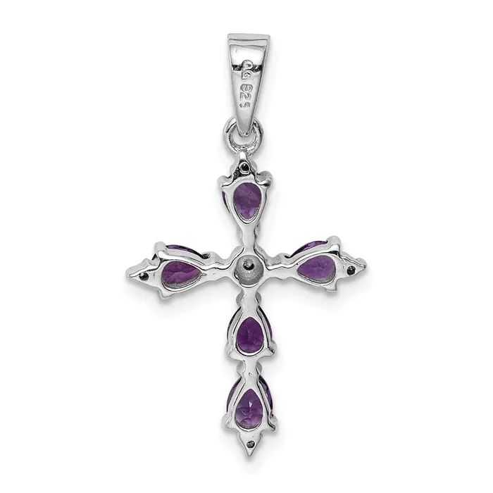 Goldia Necklaces Sterling Silver Rhodium Plated Amethyst Cross Pendant
