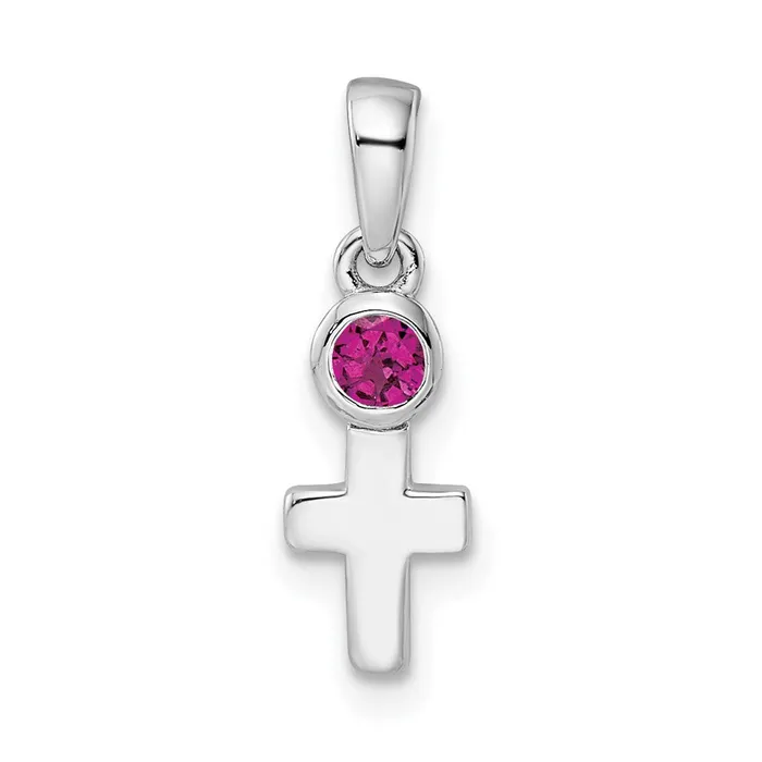 Goldia Necklaces Sterling Silver Rhodiumplated Polished Rhodolite Garnet Cross Pendant Goldia Necklaces Sterling Silver Rhodiumplated Polished Rhodolite Garnet Cross Pendant