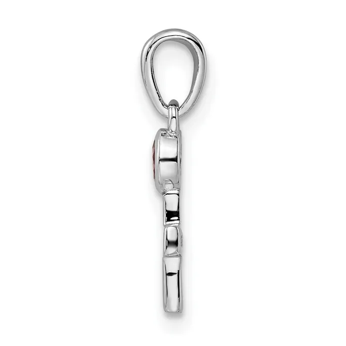 Goldia Necklaces Sterling Silver Rhodiumplated Polished Rhodolite Garnet Cross Pendant