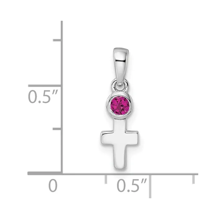 Goldia Necklaces Sterling Silver Rhodiumplated Polished Rhodolite Garnet Cross Pendant