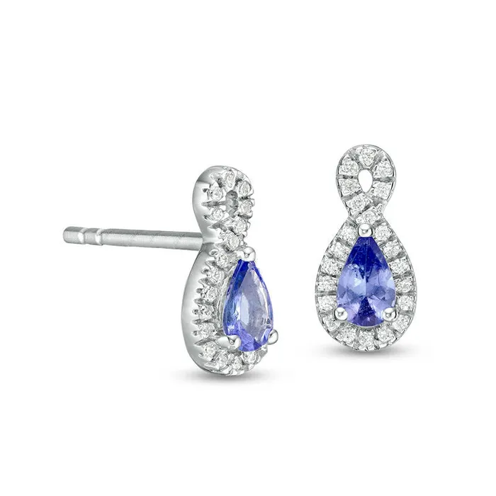Goldia PearShaped Tanzanite and 013 CT TW Diamond Infinity Drop Earrings in 10K White Gold Earrings Goldia PearShaped Tanzanite and 013 CT TW Diamond Infinity Drop Earrings in 10K White Gold Earrings