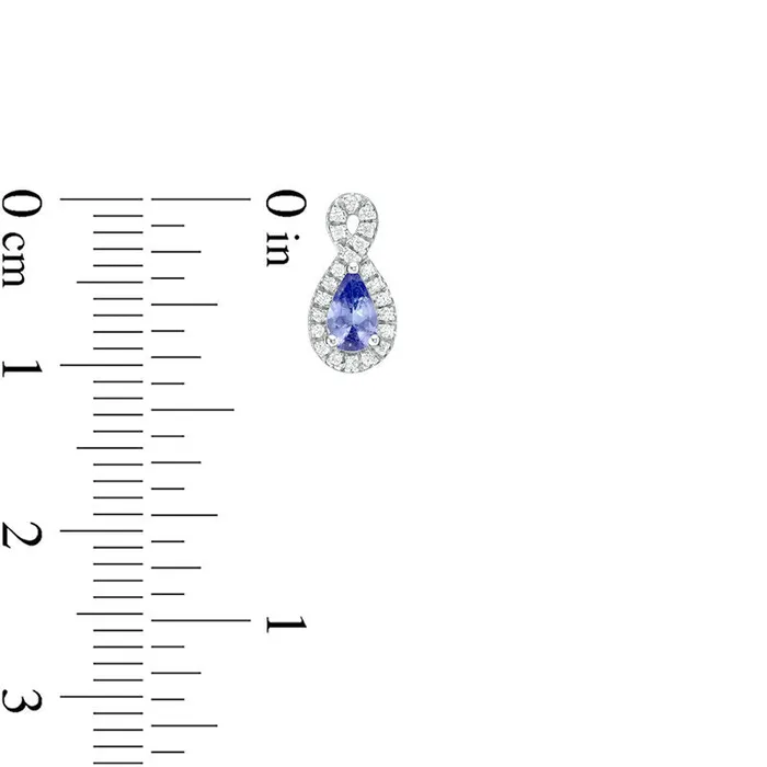 Goldia PearShaped Tanzanite and 013 CT TW Diamond Infinity Drop Earrings in 10K White Gold Earrings Goldia PearShaped Tanzanite and 013 CT TW Diamond Infinity Drop Earrings in 10K White Gold Earrings