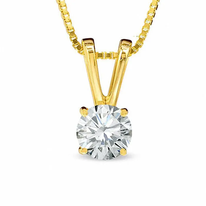 Goldia PreStyled Sets 025 CT Certified Natural Clarity Enhanced Solitaire Pendant in 18K Gold ISI2
