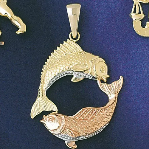 Goldia PreStyled Sets 14K Tri Color Gold Zodiac Pisces Pendant