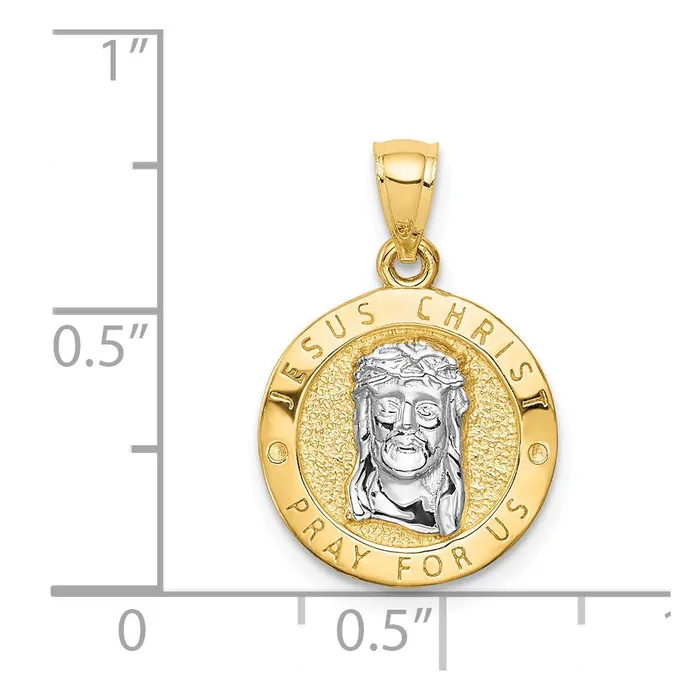 Goldia PreStyled Sets 14k Yellow Rhodium Gold wRhodium Last Super Jesus Reversible Pendant