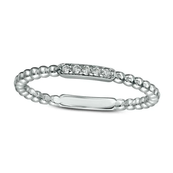 Goldia Rings 005 CT TW Natural Diamond Beaded Anniversary Band in Solid 10K White Gold Goldia Rings 005 CT TW Natural Diamond Beaded Anniversary Band in Solid 10K White Gold