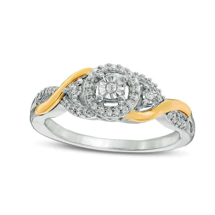 Goldia Rings 013 CT TW Natural Diamond Frame Twist Promise Ring in Sterling Silver and Solid 10K Yellow Gold Goldia Rings 013 CT TW Natural Diamond Frame Twist Promise Ring in Sterling Silver and Solid 10K Yellow Gold