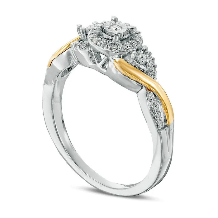 Goldia Rings 013 CT TW Natural Diamond Frame Twist Promise Ring in Sterling Silver and Solid 10K Yellow Gold Goldia Rings 013 CT TW Natural Diamond Frame Twist Promise Ring in Sterling Silver and Solid 10K Yellow Gold