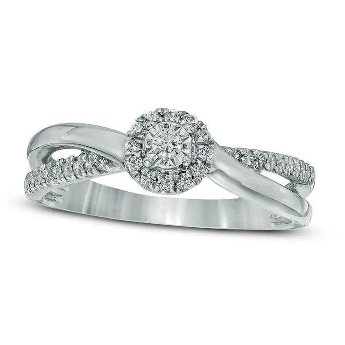 Goldia Rings 017 CT TW Composite Natural Diamond Crossover Promise Ring in Sterling Silver Goldia Rings 017 CT TW Composite Natural Diamond Crossover Promise Ring in Sterling Silver