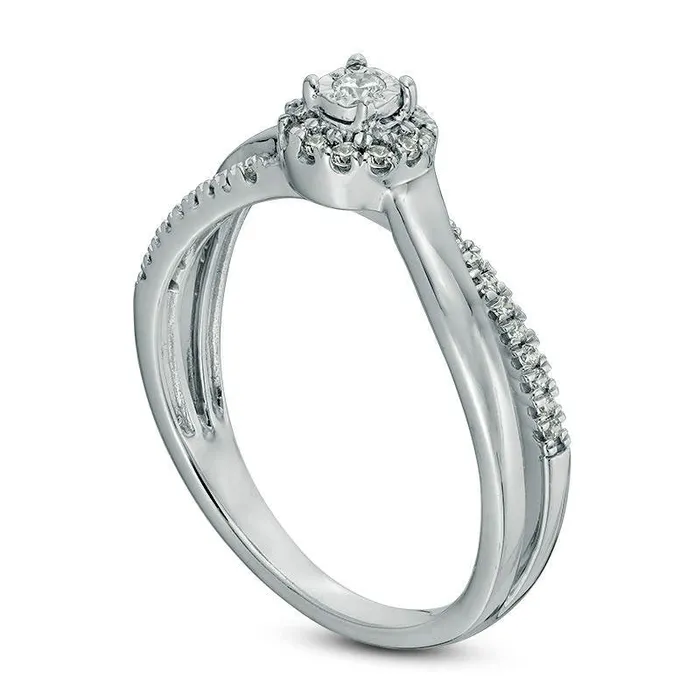 Goldia Rings 017 CT TW Composite Natural Diamond Crossover Promise Ring in Sterling Silver Goldia Rings 017 CT TW Composite Natural Diamond Crossover Promise Ring in Sterling Silver