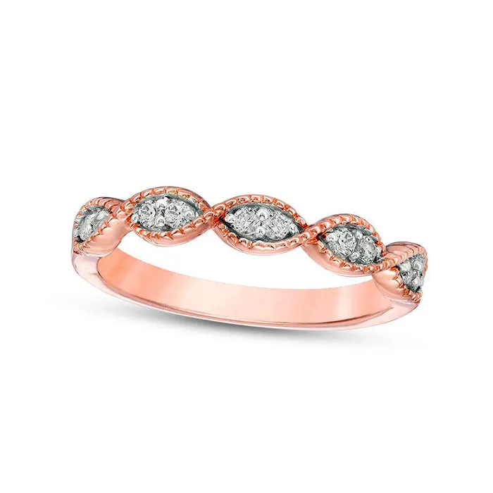Goldia Rings 017 CT TW Natural Diamond Twist Antique VintageStyle Stackable Band in Solid 10K Rose Gold Goldia Rings 017 CT TW Natural Diamond Twist Antique VintageStyle Stackable Band in Solid 10K Rose Gold