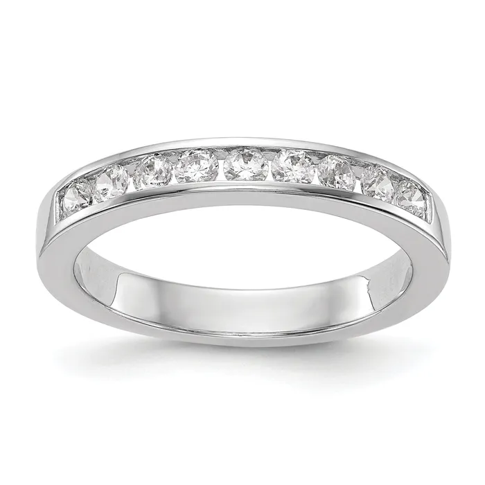 Goldia Rings 017ct CZ Solid Real 14K White Gold Wedding Wedding Band Ring