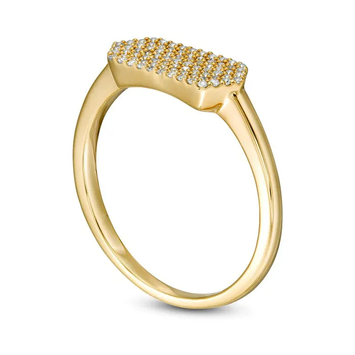 Goldia Rings 020 CT TW Composite Natural Diamond Elongated Hexagon Signet Ring in Solid 10K Yellow Gold Goldia Rings 020 CT TW Composite Natural Diamond Elongated Hexagon Signet Ring in Solid 10K Yellow Gold