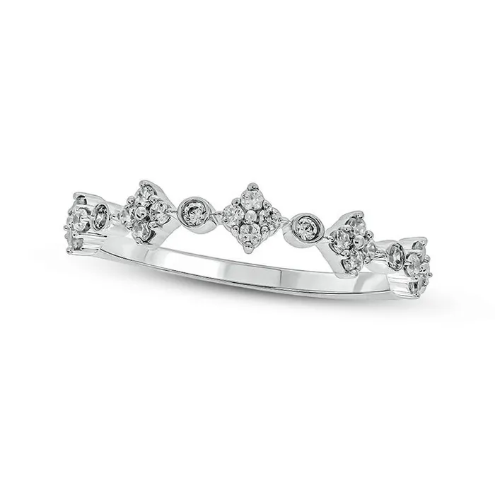 Goldia Rings 025 CT TW Quad Natural Diamond Alternating Ring in Solid 10K White Gold Goldia Rings 025 CT TW Quad Natural Diamond Alternating Ring in Solid 10K White Gold