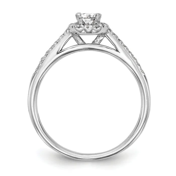 Goldia Rings 025ct CZ Solid Real 14K White Gold Oval Oval Halo Engagement Ring
