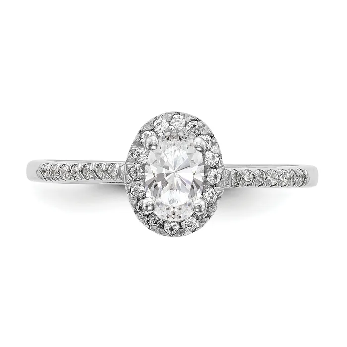 Goldia Rings 025ct CZ Solid Real 14K White Gold Oval Oval Halo Engagement Ring