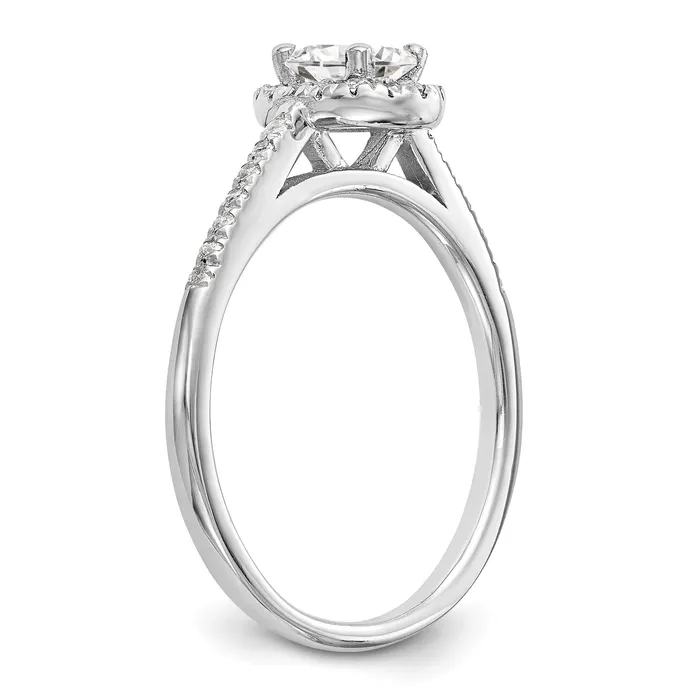Goldia Rings 025ct CZ Solid Real 14K White Gold Oval Oval Halo Engagement Ring
