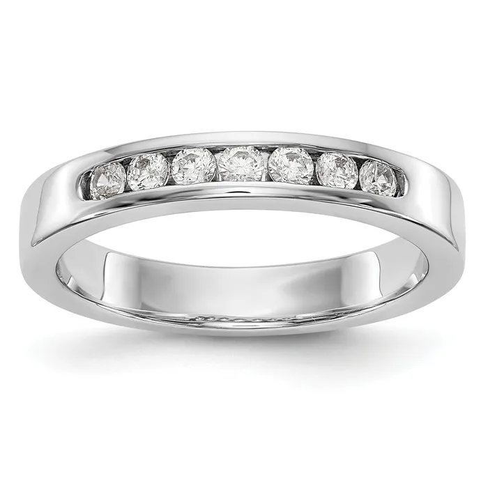 Goldia Rings 027ct CZ Solid Real 14K White Gold 7Stone Channel Wedding Band Ring Goldia Rings 027ct CZ Solid Real 14K White Gold 7Stone Channel Wedding Band Ring