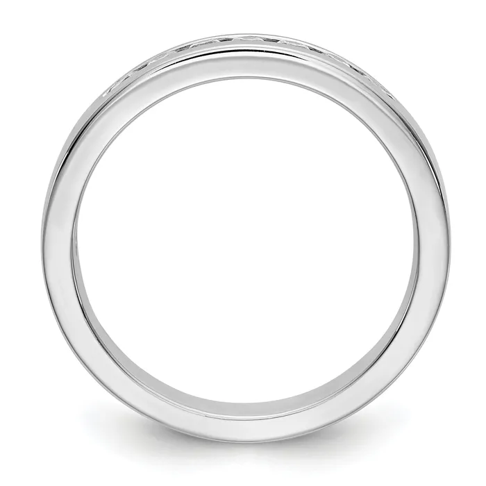 Goldia Rings 027ct CZ Solid Real 14K White Gold 7Stone Channel Wedding Band Ring