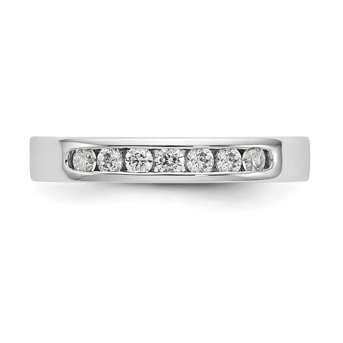 Goldia Rings 027ct CZ Solid Real 14K White Gold 7Stone Channel Wedding Band Ring