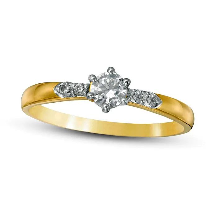 Goldia Rings 033 CT TW Natural Diamond Engagement Ring in Solid 10K Yellow Gold Goldia Rings 033 CT TW Natural Diamond Engagement Ring in Solid 10K Yellow Gold
