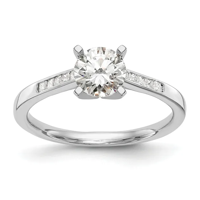 Goldia Rings 035ct CZ Solid Real 14K White Gold Peg Set Engagement Ring