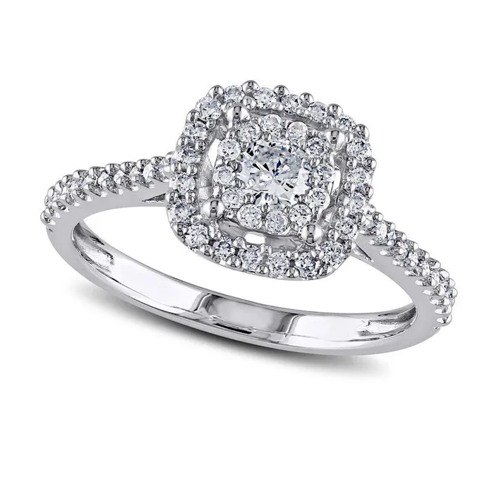 Goldia Rings 050 CT TW Natural Diamond Cushion Frame Ring in Solid 10K White Gold Goldia Rings 050 CT TW Natural Diamond Cushion Frame Ring in Solid 10K White Gold