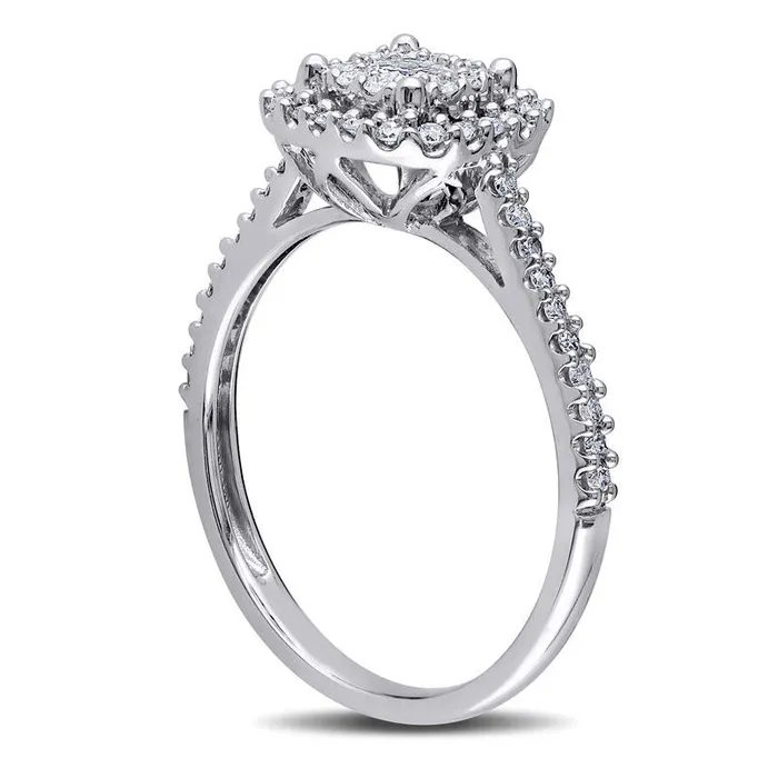 Goldia Rings 050 CT TW Natural Diamond Cushion Frame Ring in Solid 10K White Gold Goldia Rings 050 CT TW Natural Diamond Cushion Frame Ring in Solid 10K White Gold