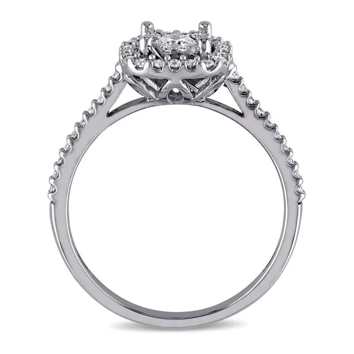 Goldia Rings 050 CT TW Natural Diamond Cushion Frame Ring in Solid 10K White Gold Goldia Rings 050 CT TW Natural Diamond Cushion Frame Ring in Solid 10K White Gold