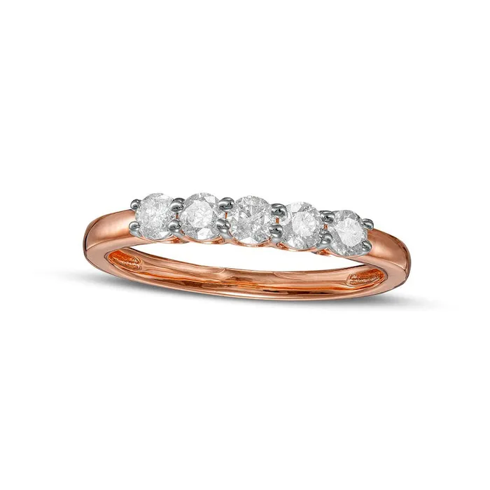 Goldia Rings 050 CT TW Natural Diamond Five Stone Anniversary Band in Solid 10K Rose Gold Goldia Rings 050 CT TW Natural Diamond Five Stone Anniversary Band in Solid 10K Rose Gold