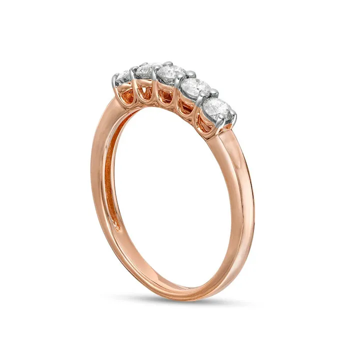 Goldia Rings 050 CT TW Natural Diamond Five Stone Anniversary Band in Solid 10K Rose Gold Goldia Rings 050 CT TW Natural Diamond Five Stone Anniversary Band in Solid 10K Rose Gold