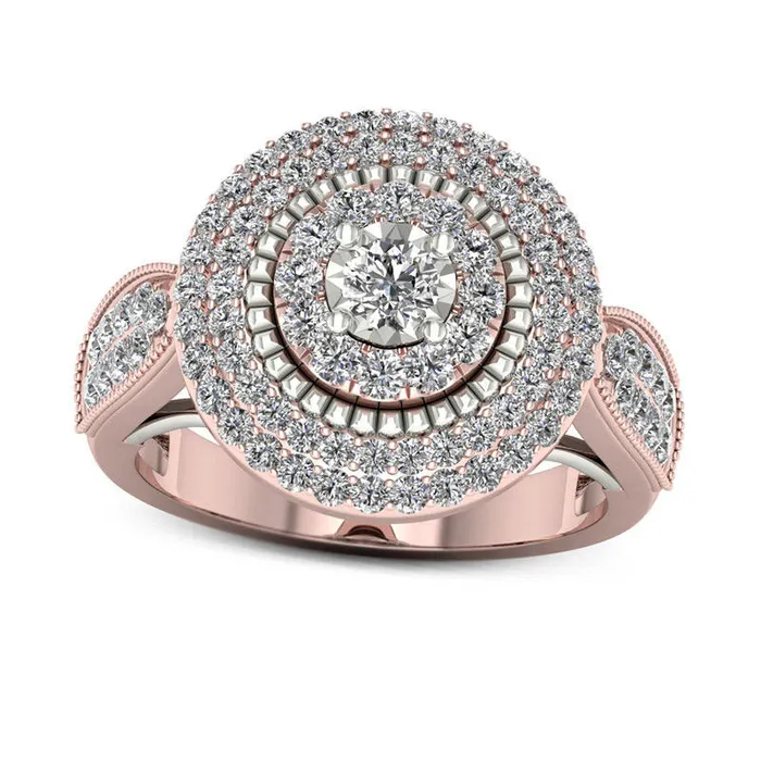 Goldia Rings 050 CT TW Natural Diamond Triple Frame Antique VintageStyle Engagement Ring in Solid 14K TwoTone Gold Goldia Rings 050 CT TW Natural Diamond Triple Frame Antique VintageStyle Engagement Ring in Solid 14K TwoTone Gold