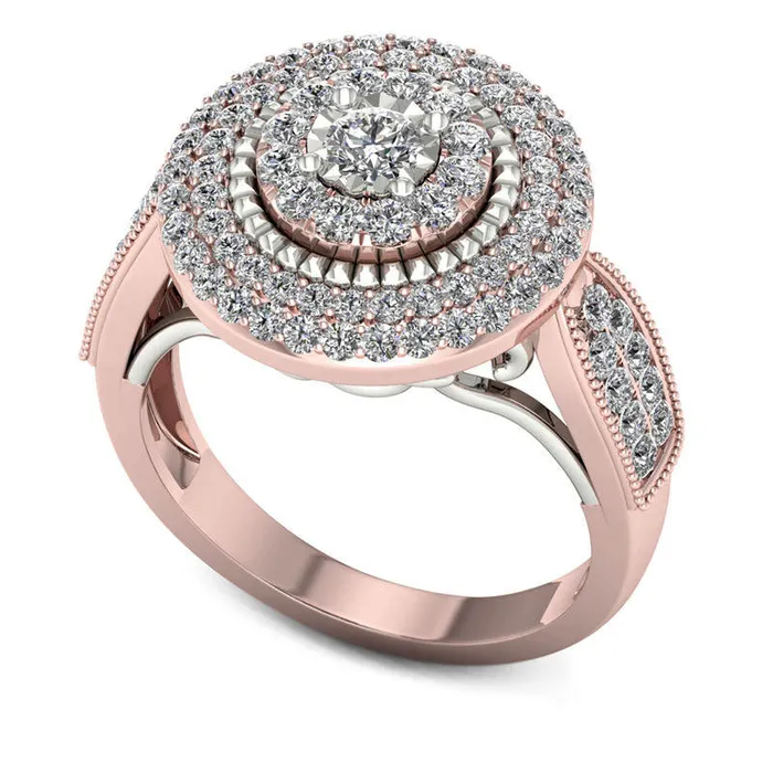 Goldia Rings 050 CT TW Natural Diamond Triple Frame Antique VintageStyle Engagement Ring in Solid 14K TwoTone Gold Goldia Rings 050 CT TW Natural Diamond Triple Frame Antique VintageStyle Engagement Ring in Solid 14K TwoTone Gold