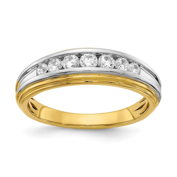 Goldia Rings 050ct CZ Solid Real 14k Yellow White Gold Mens Ring