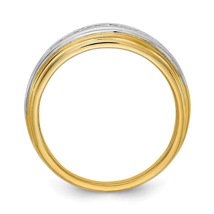 Goldia Rings 050ct CZ Solid Real 14k Yellow White Gold Mens Ring