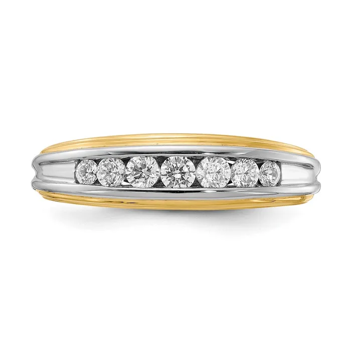 Goldia Rings 050ct CZ Solid Real 14k Yellow White Gold Mens Ring