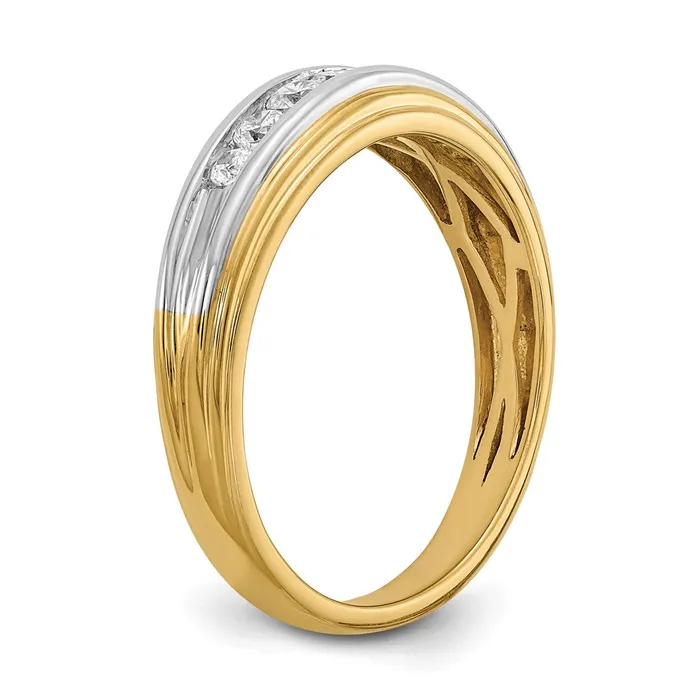 Goldia Rings 050ct CZ Solid Real 14k Yellow White Gold Mens Ring
