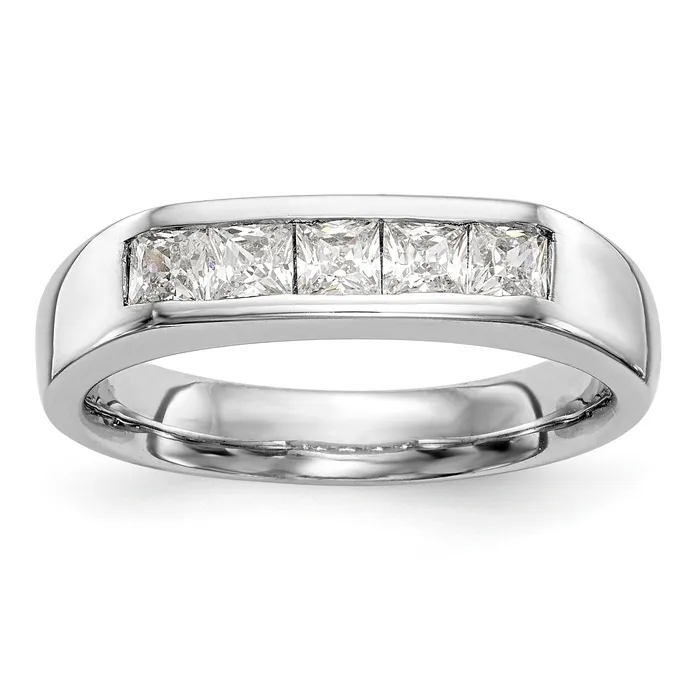 Goldia Rings 060ct CZ Solid Real 14K White Gold 5Stone Channel Wedding Band Ring Goldia Rings 060ct CZ Solid Real 14K White Gold 5Stone Channel Wedding Band Ring
