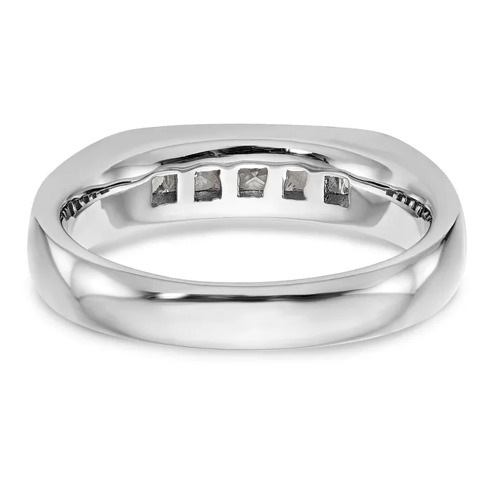 Goldia Rings 060ct CZ Solid Real 14K White Gold 5Stone Channel Wedding Band Ring