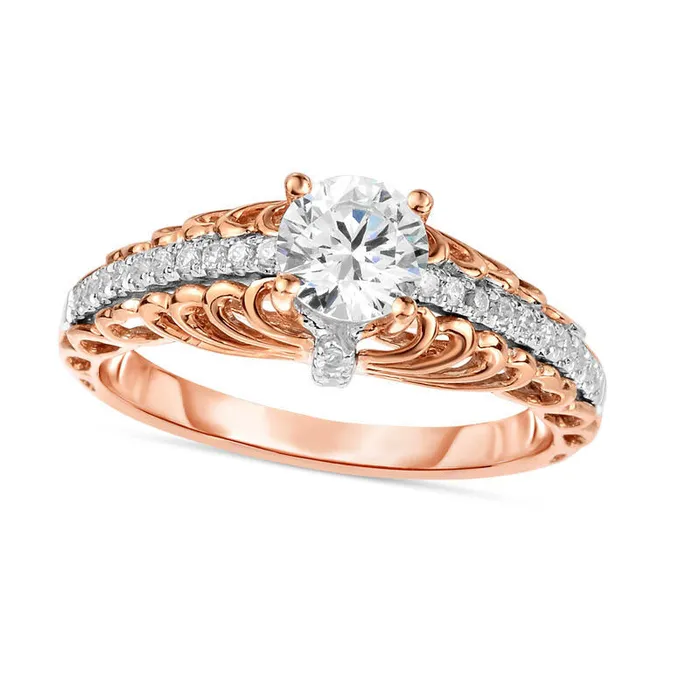Goldia Rings 075 CT TW Natural Diamond Cathedral Engagement Ring in Solid 14K Rose Gold Goldia Rings 075 CT TW Natural Diamond Cathedral Engagement Ring in Solid 14K Rose Gold