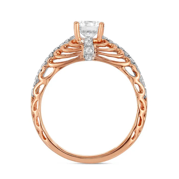 Goldia Rings 075 CT TW Natural Diamond Cathedral Engagement Ring in Solid 14K Rose Gold Goldia Rings 075 CT TW Natural Diamond Cathedral Engagement Ring in Solid 14K Rose Gold