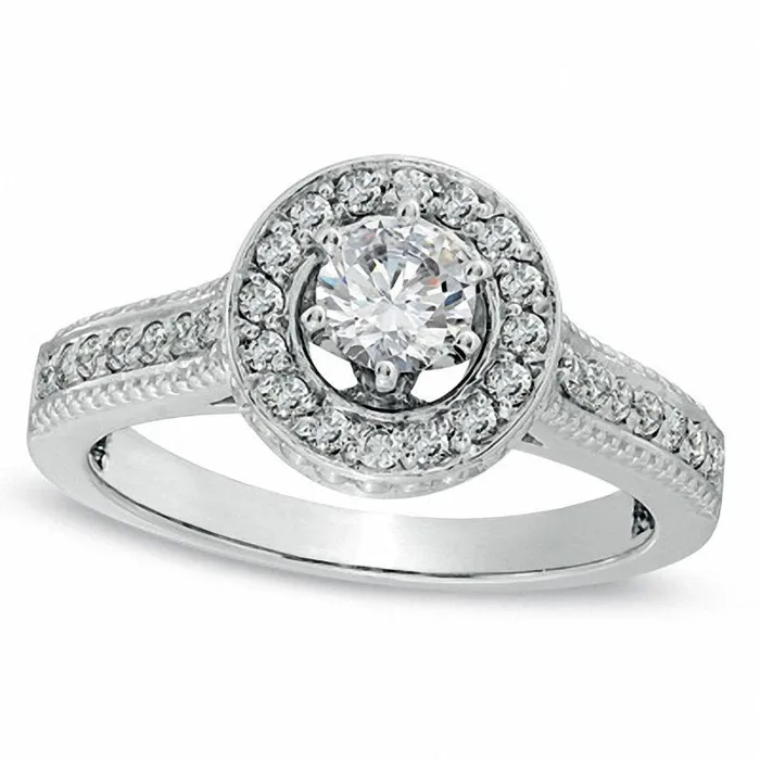 Goldia Rings 075 CT TW Natural Diamond Frame Engagement Ring in Solid 10K White Gold Goldia Rings 075 CT TW Natural Diamond Frame Engagement Ring in Solid 10K White Gold