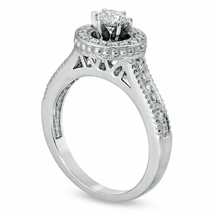 Goldia Rings 075 CT TW Natural Diamond Frame Engagement Ring in Solid 10K White Gold Goldia Rings 075 CT TW Natural Diamond Frame Engagement Ring in Solid 10K White Gold